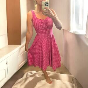 Esperanto Pink White Polka Dot Bubble Hem Dress Size 4